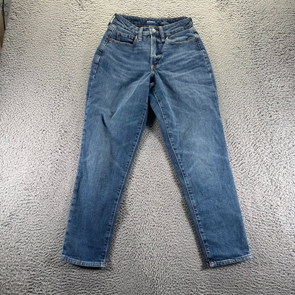 Old‎ Navy OG Jeans Womens 0 Blue Denim Straight Curvy High-Rise Workwear Stretch